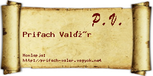 Prifach Valér névjegykártya